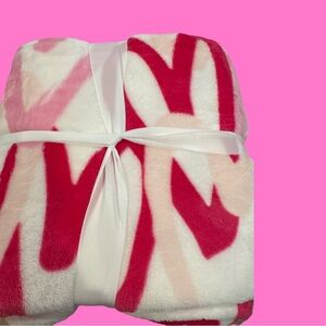 Cozy Pink and White Fleece Blanket